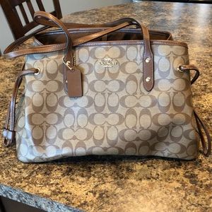 Gentle Used Coach Handbag Tan and Brown
